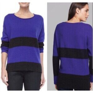 Eileen Fisher Striped Superior Yak Wool Sweater Pullover Jumper Large Blue Black
